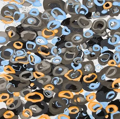 Goldfishes II, 2016, acrylic on canvas, 100 x 100 cm
