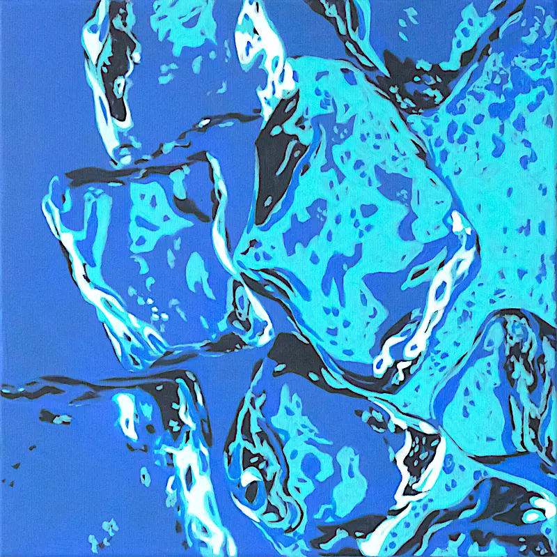 Ice Cubes II, 2019, acrylic on canvas, 40 x 40 cm