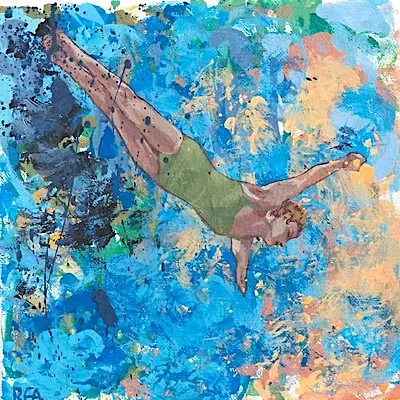 High Diving I, 2019, acrylic on canvas, 30 x 30 cm