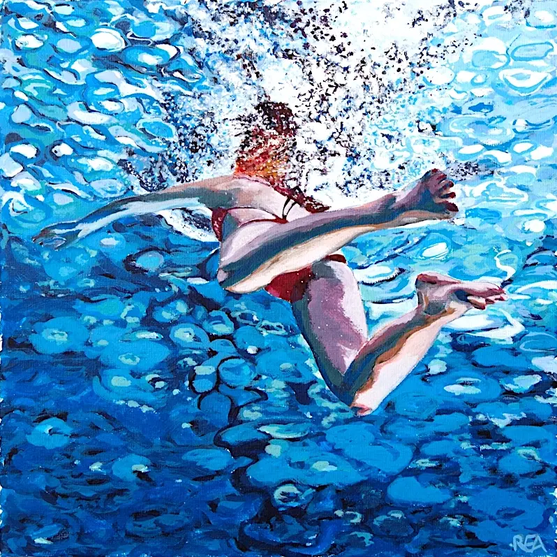 Lac à l'Eau clair, 2016, acrylic on canvas, 30 x 30 cm