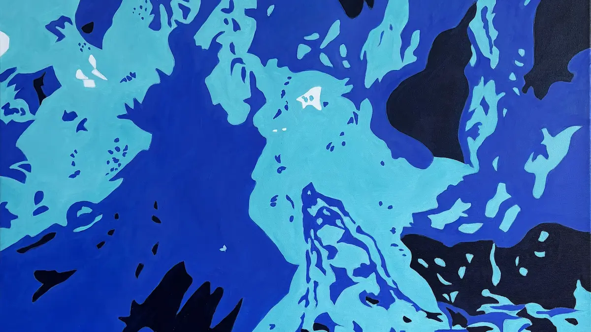 Glacier calving, 2026, oil on canvas, 100 x 100 cm