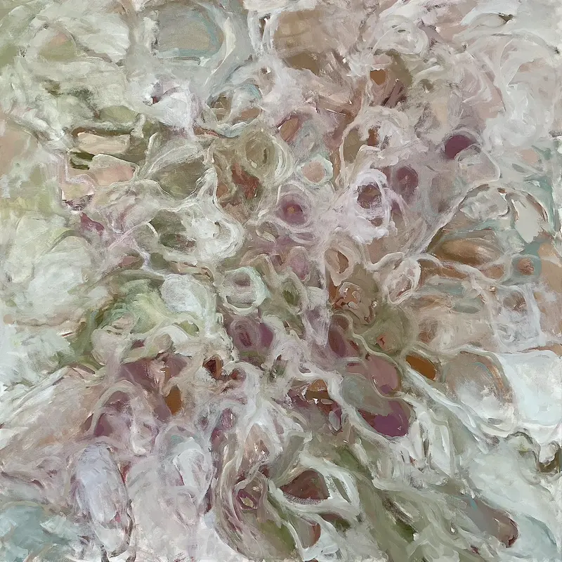 Veil of Rose and Green, 2021, oil on canvas, 100 x 100 cm