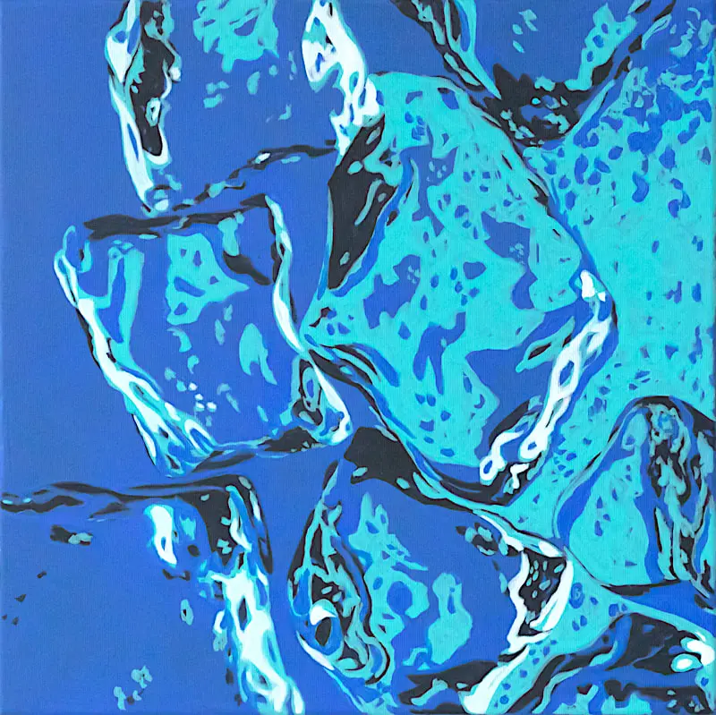 Ice Cubes II, 2019, acrylic on canvas, 40 x 40 cm